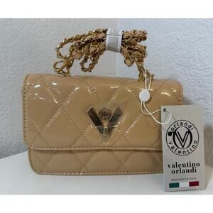 Valentino Orlandi Handbag Women Taupe Shoulder Crossbody Vegan Leather NWT‎
